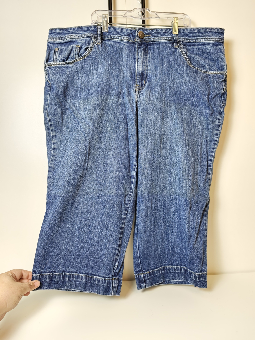Just My Size Blue Denim Capris Womens Relaxed Straight Leg Plus Size 20W